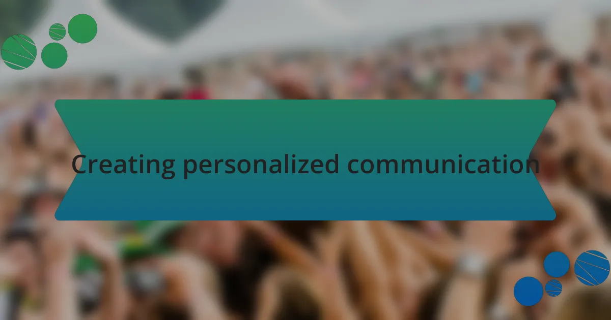 Creating personalized communication