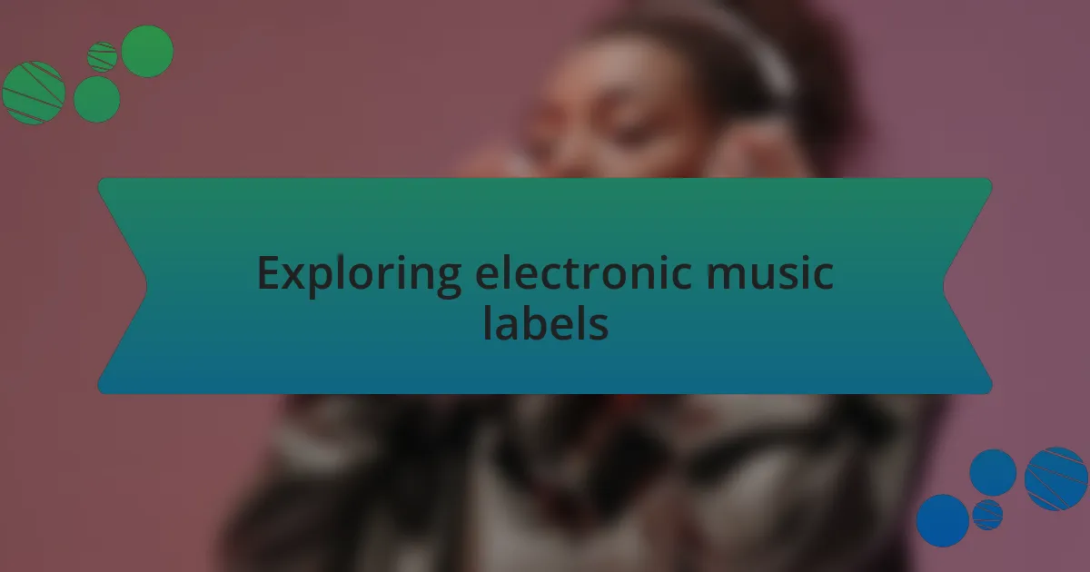 Exploring electronic music labels