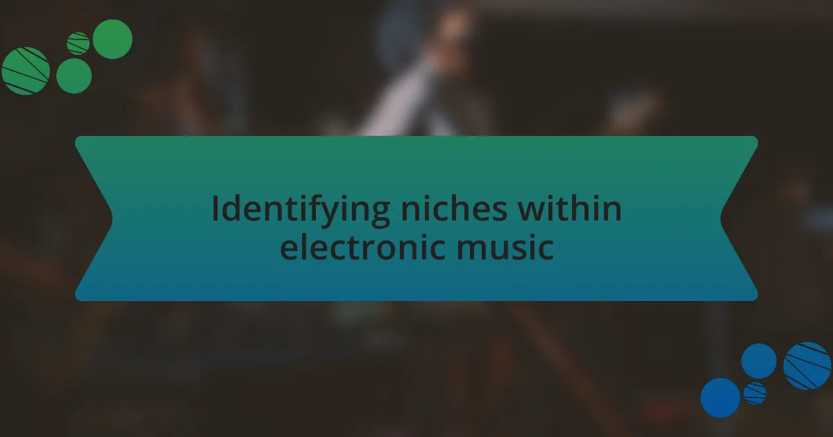 Identifying niches within electronic music