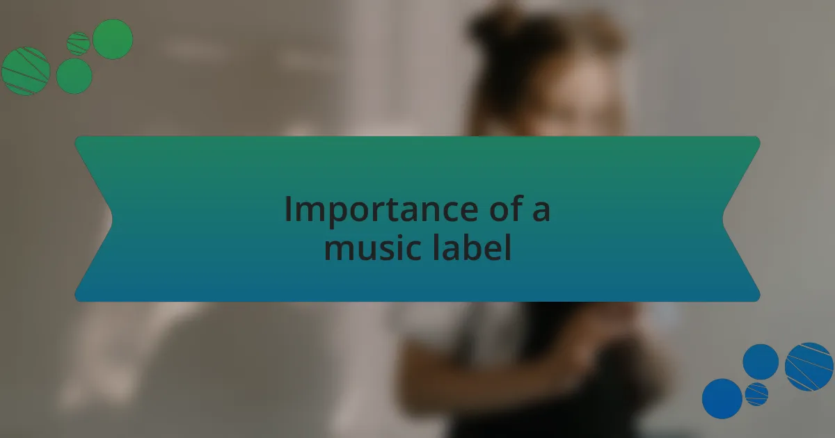 Importance of a music label