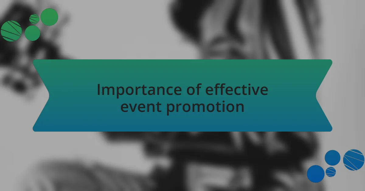 Importance of effective event promotion