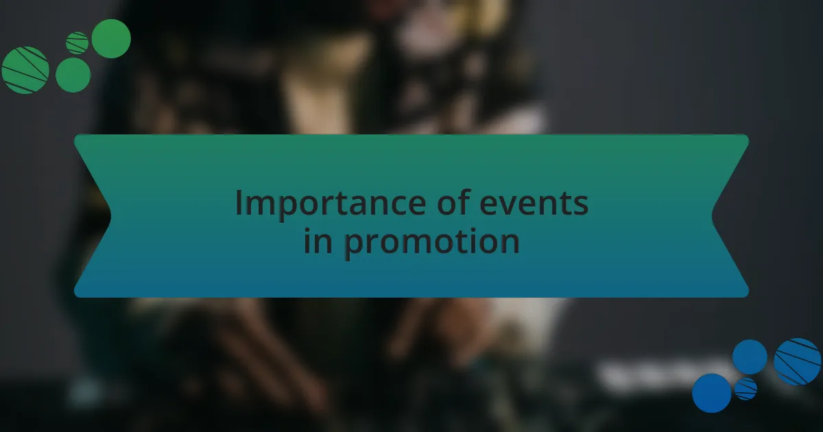 Importance of events in promotion