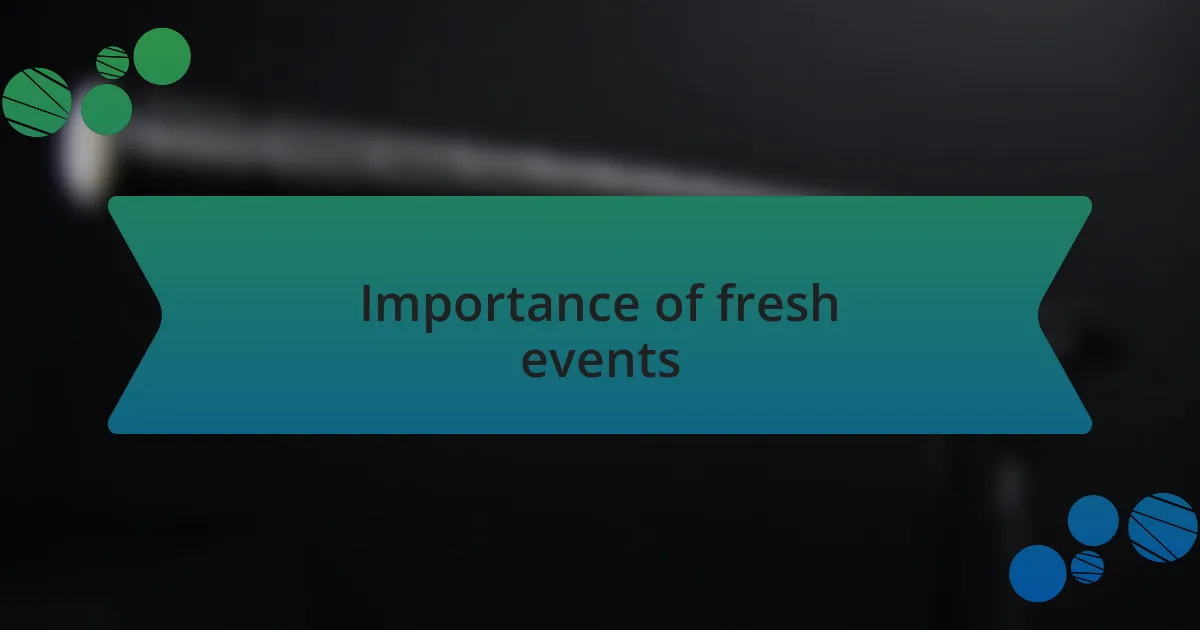 Importance of fresh events