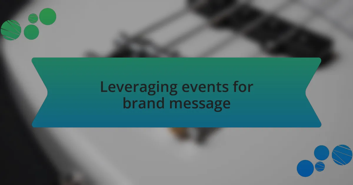 Leveraging events for brand message