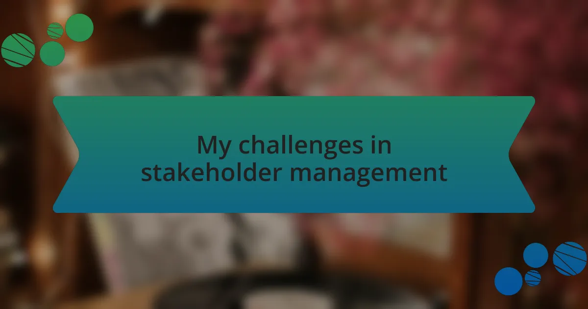 My challenges in stakeholder management