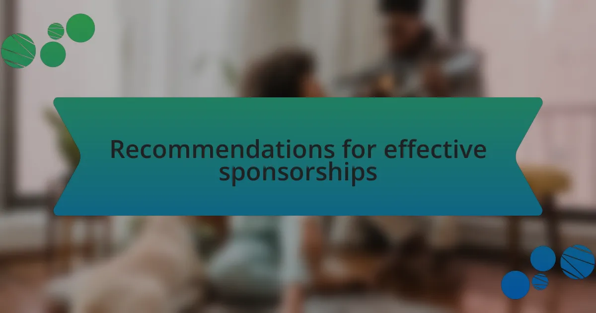 Recommendations for effective sponsorships