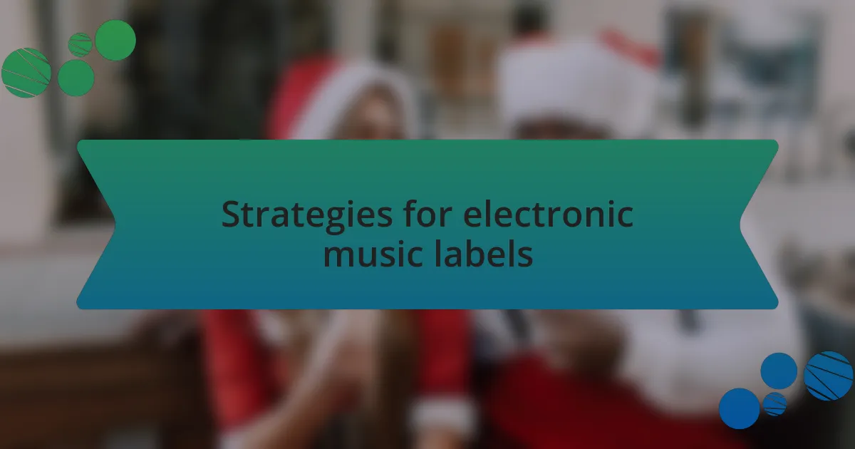Strategies for electronic music labels