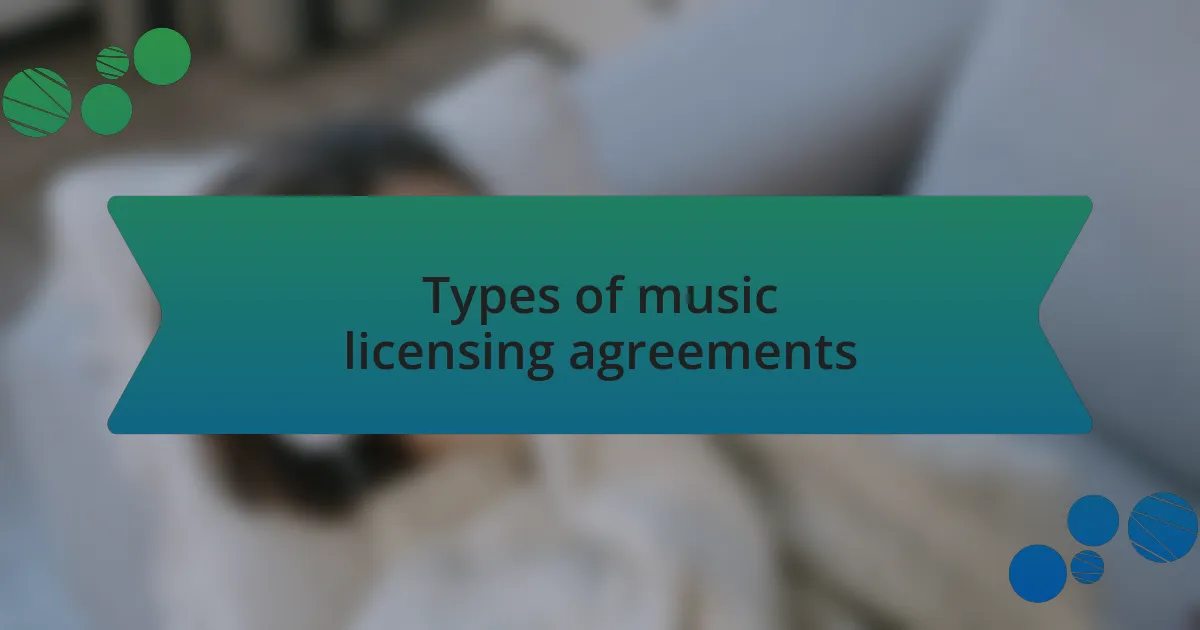Types of music licensing agreements